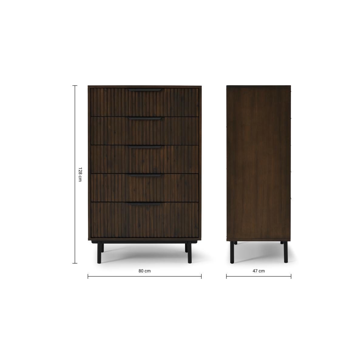 Anwick Tall Multi Chest of Drawers, Dark Stain Acacia & Black – image 9