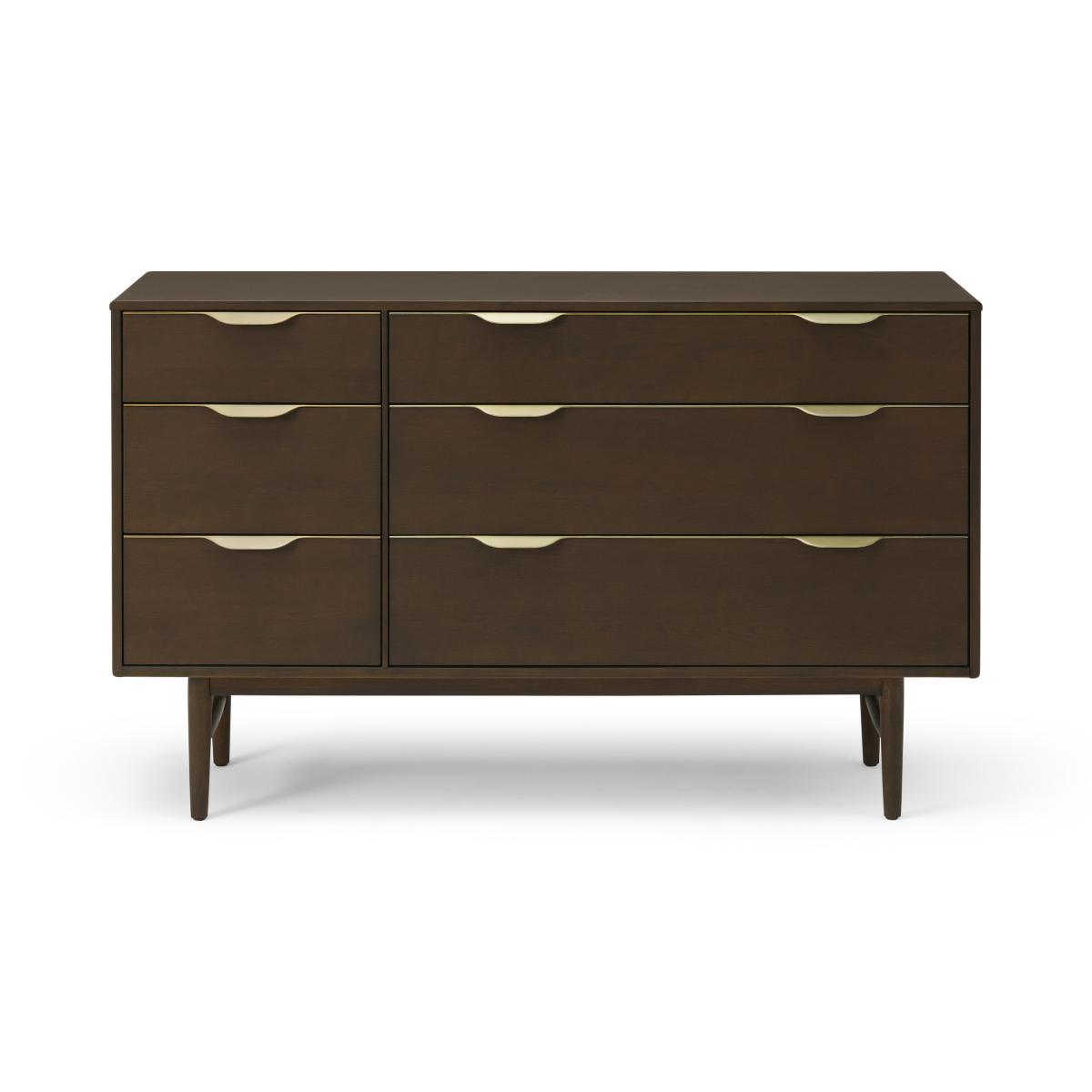 Mallory Wide Chest of Drawers, Walnut Stain Oak & Brass – image 2