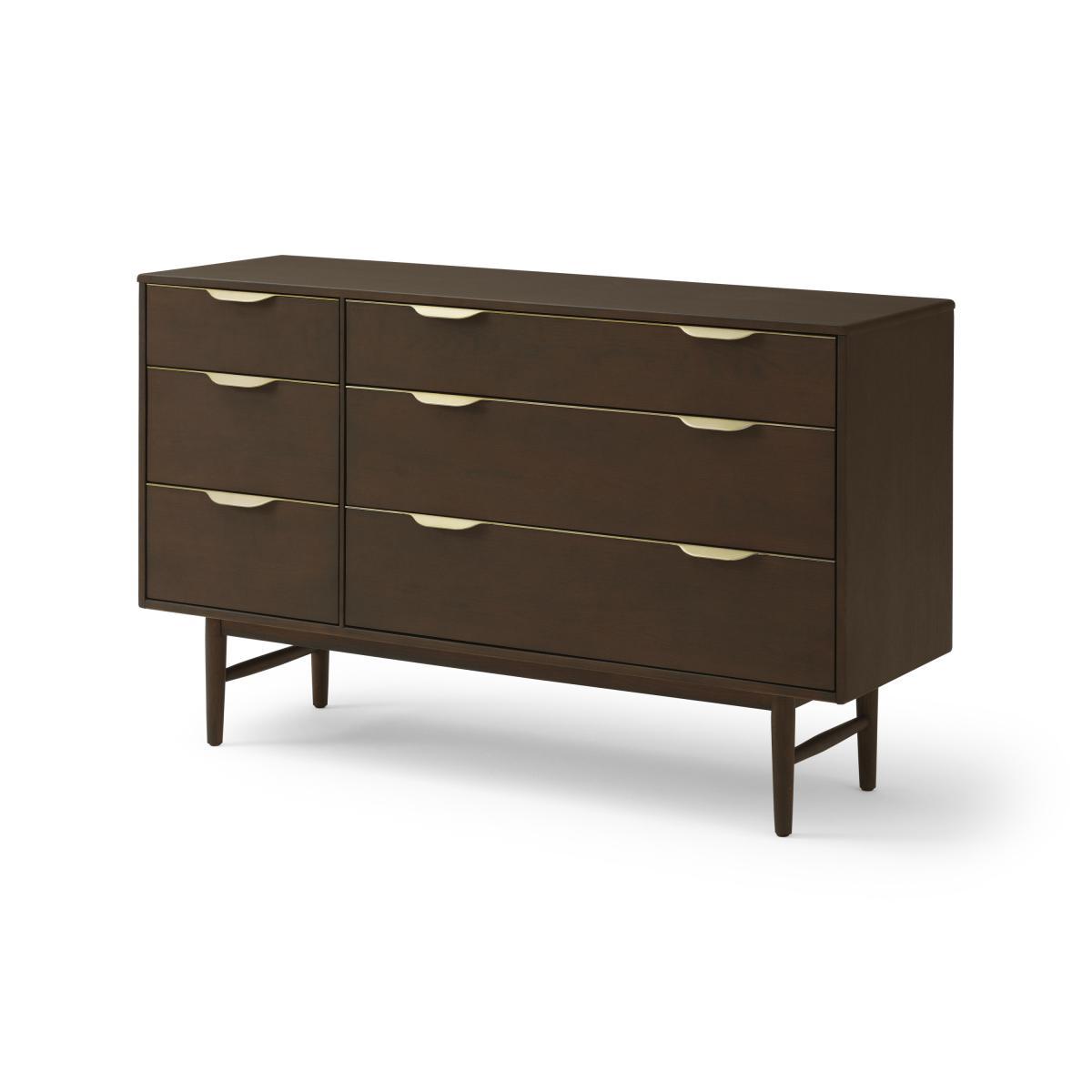 Mallory Wide Chest of Drawers, Walnut Stain Oak & Brass – image 3