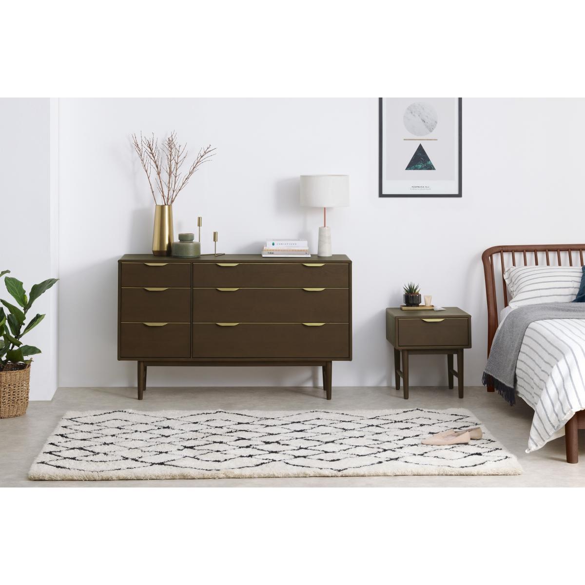 Mallory Wide Chest of Drawers, Walnut Stain Oak & Brass – image 4