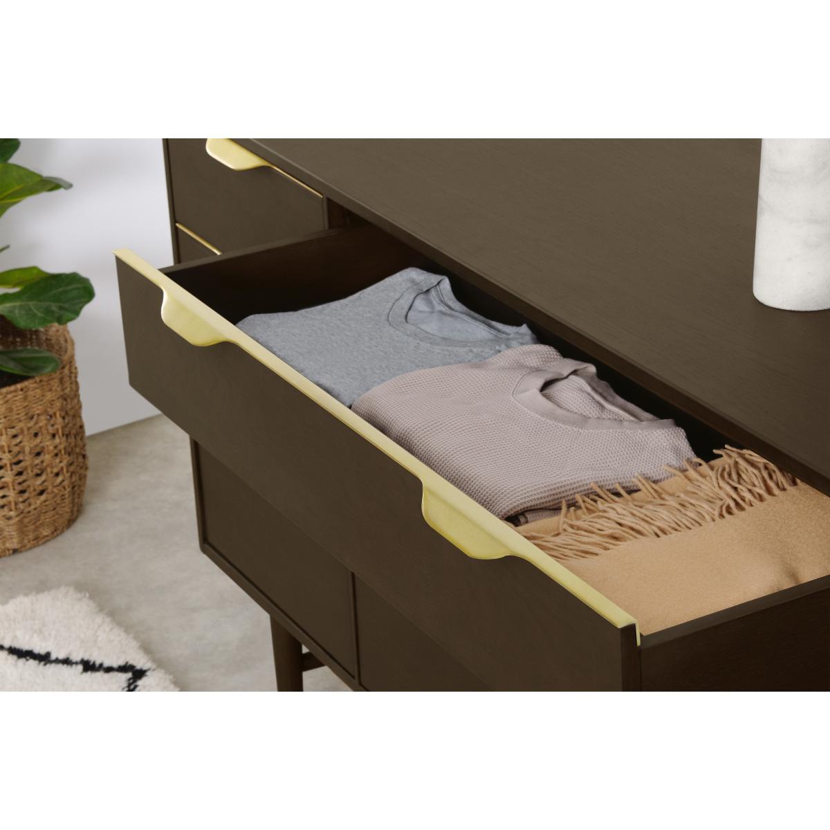 Mallory Wide Chest of Drawers, Walnut Stain Oak & Brass – image 5