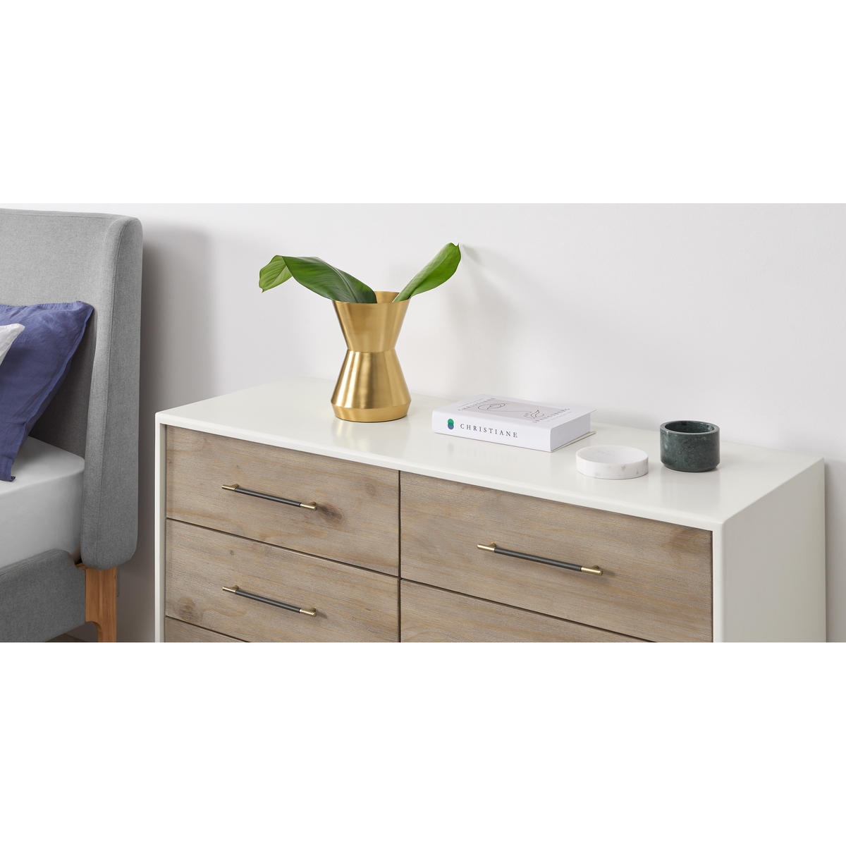 Ocanda Wide Chest Of Drawers, White & Pine – image 5