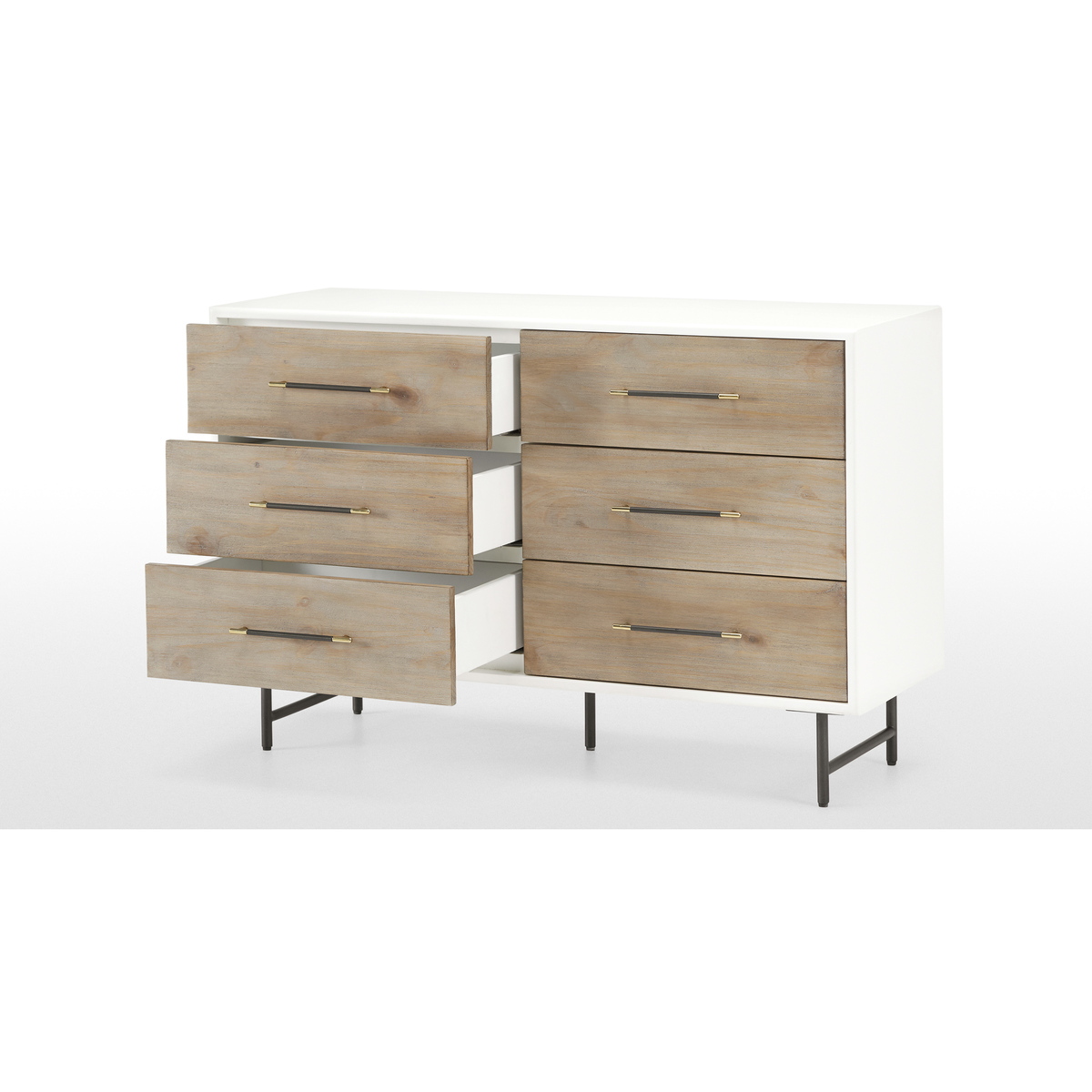 Ocanda Wide Chest Of Drawers, White & Pine – image 6