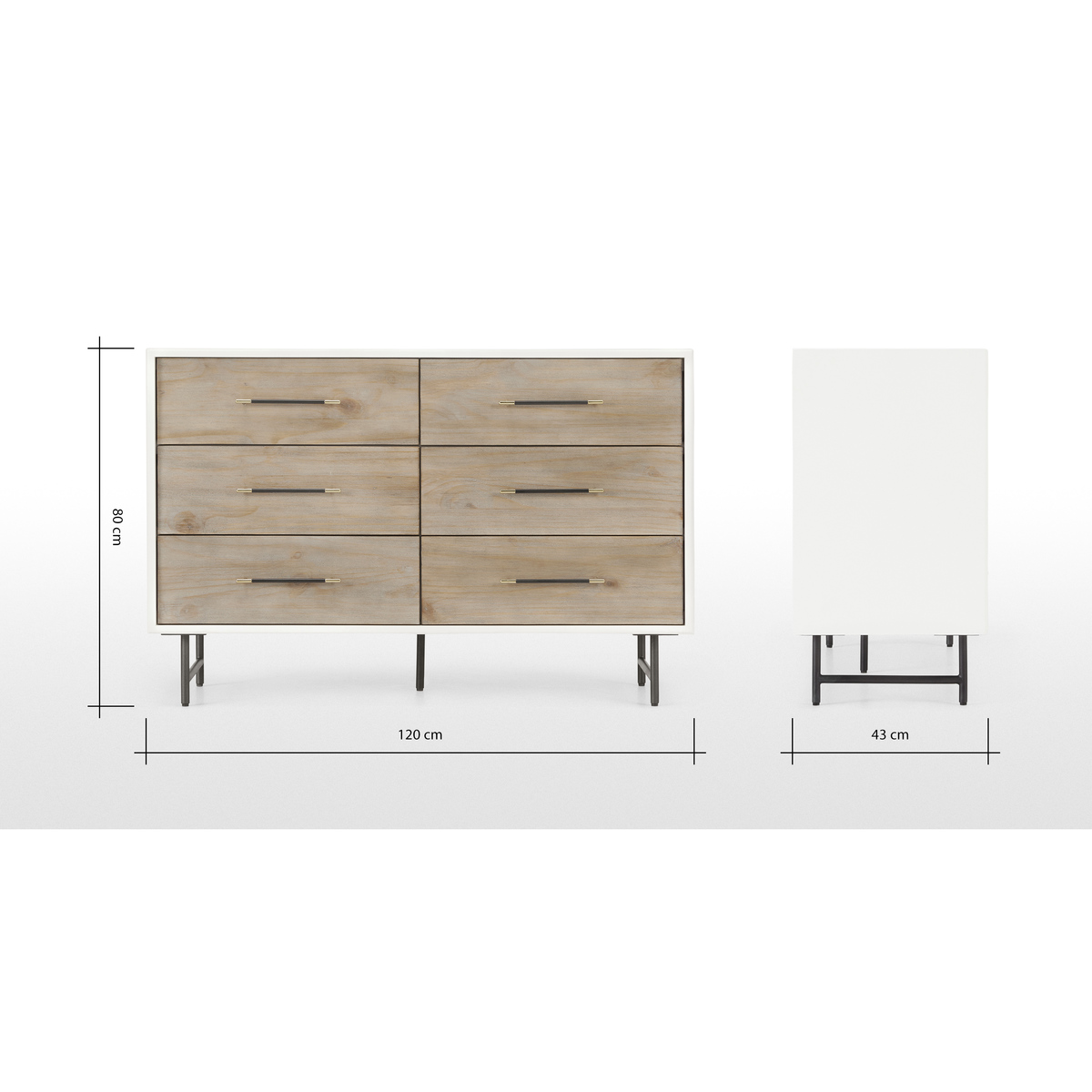 Ocanda Wide Chest Of Drawers, White & Pine – image 9