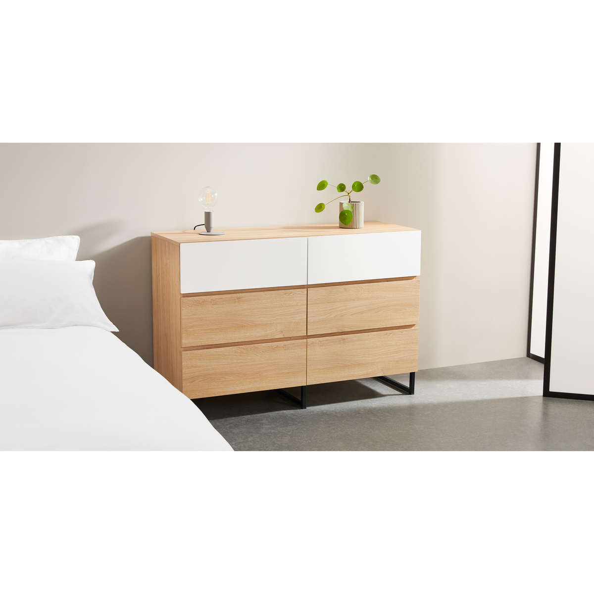 MADE Essentials Hopkins Wide Chest Of Drawers, Oak Effect & White – image 3