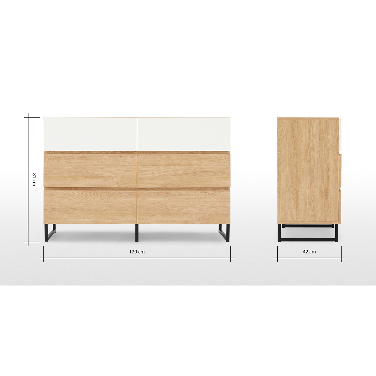 MADE Essentials Hopkins Wide Chest Of Drawers, Oak Effect & White – image 8