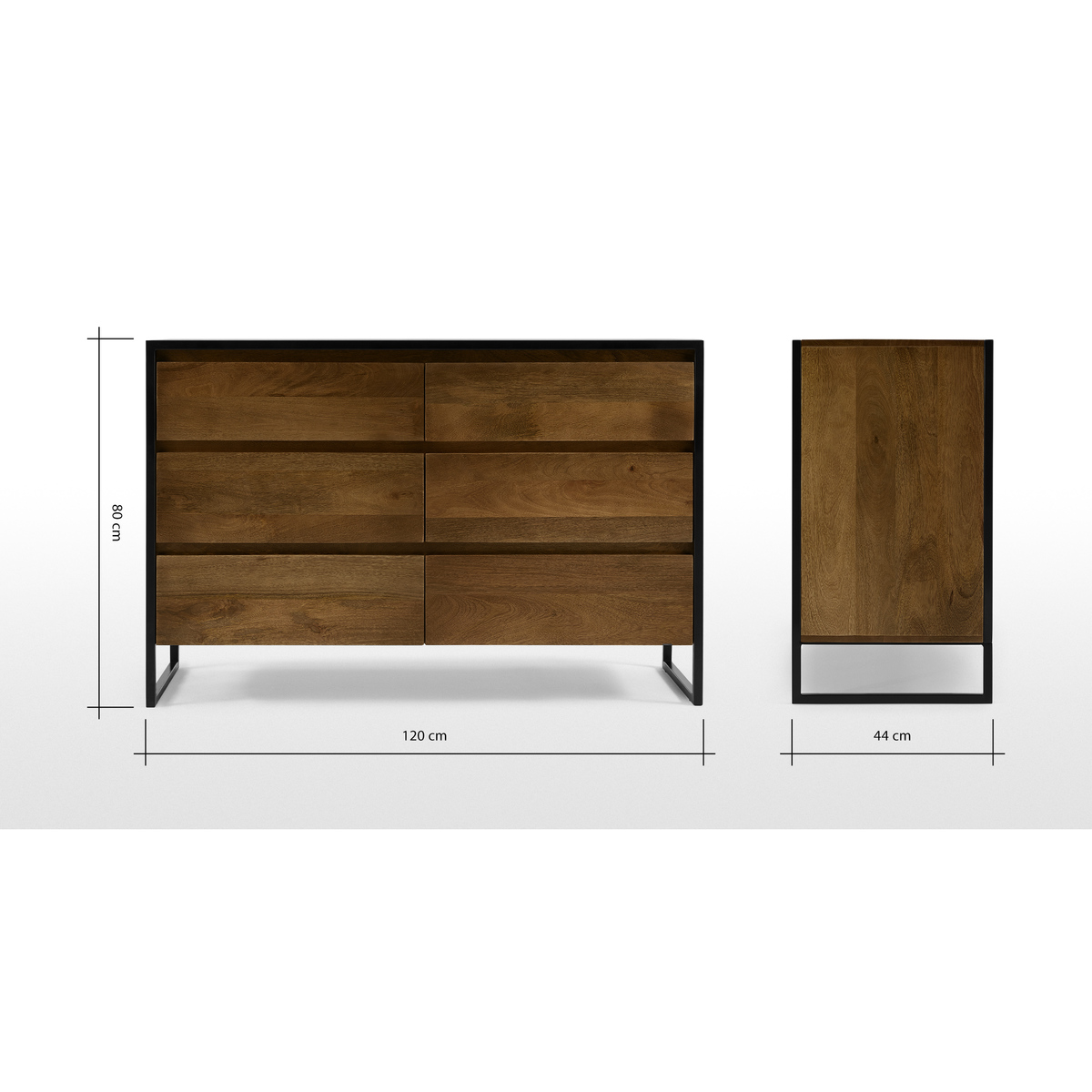 Rena Wide Chest of Drawers, Mango Wood & Black – image 8