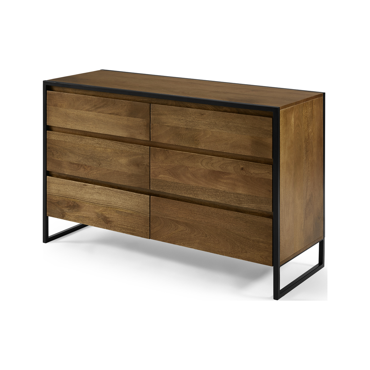 Rena Wide Chest of Drawers, Mango Wood & Black – image 2