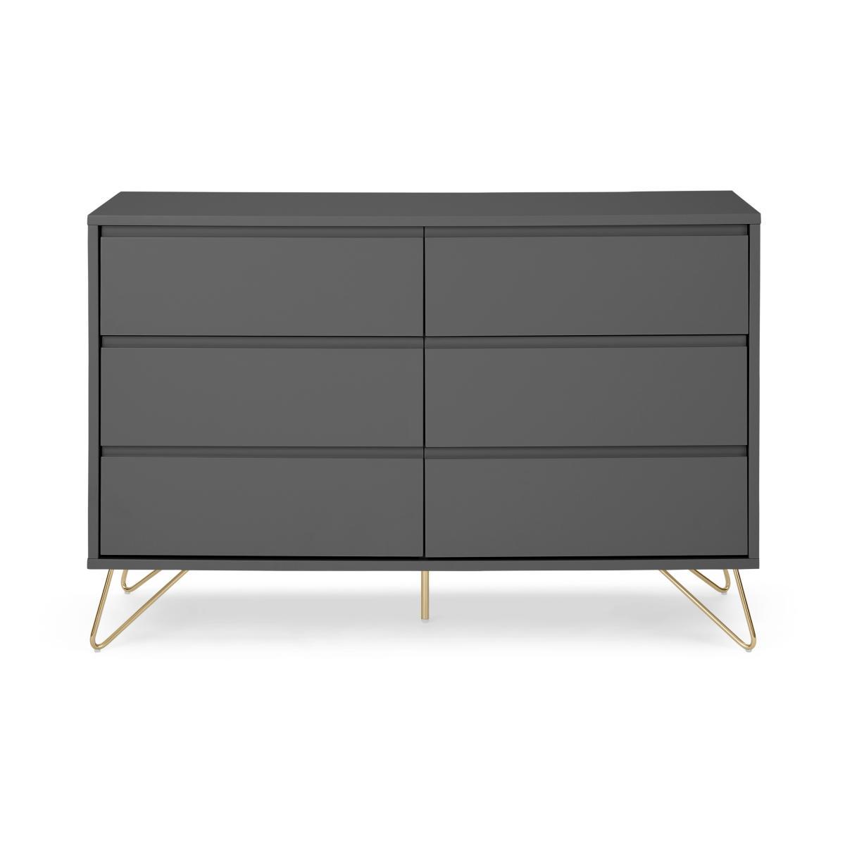 Elona Compact Wide Chest, 120cm, Charcoal & Brass – image 2