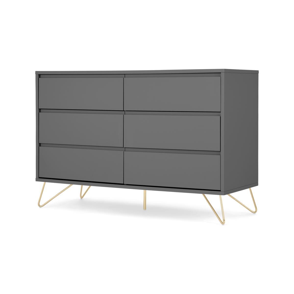 Elona Compact Wide Chest, 120cm, Charcoal & Brass – image 3