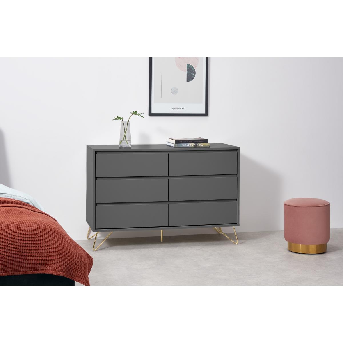 Elona Compact Wide Chest, 120cm, Charcoal & Brass – image 4