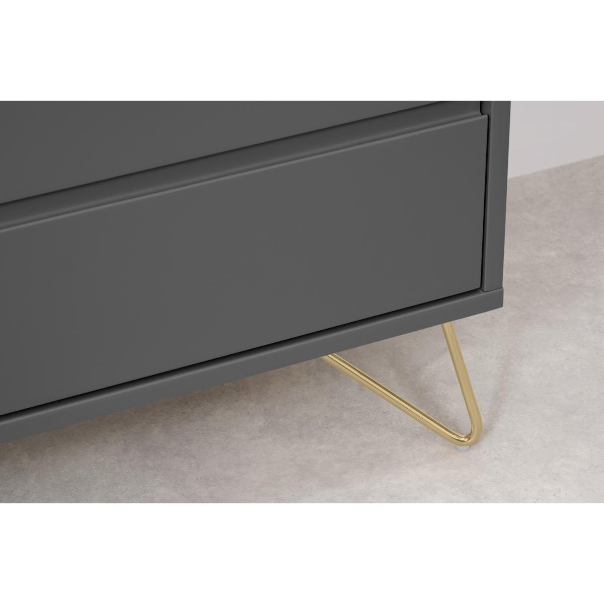 Elona Compact Wide Chest, 120cm, Charcoal & Brass – image 5