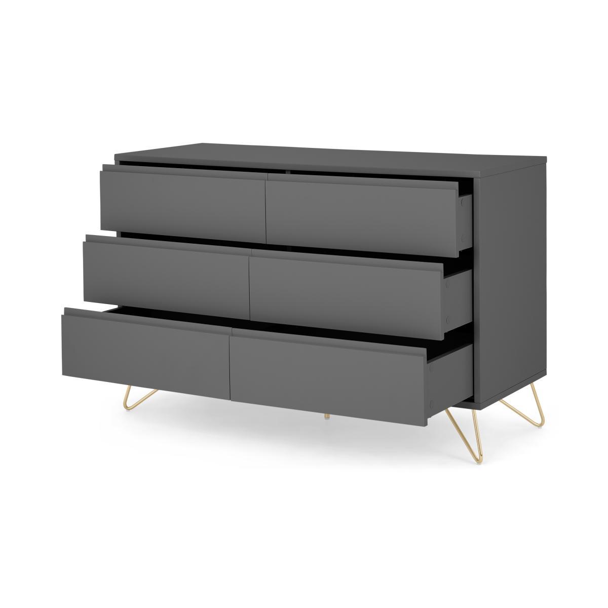 Elona Compact Wide Chest, 120cm, Charcoal & Brass – image 6