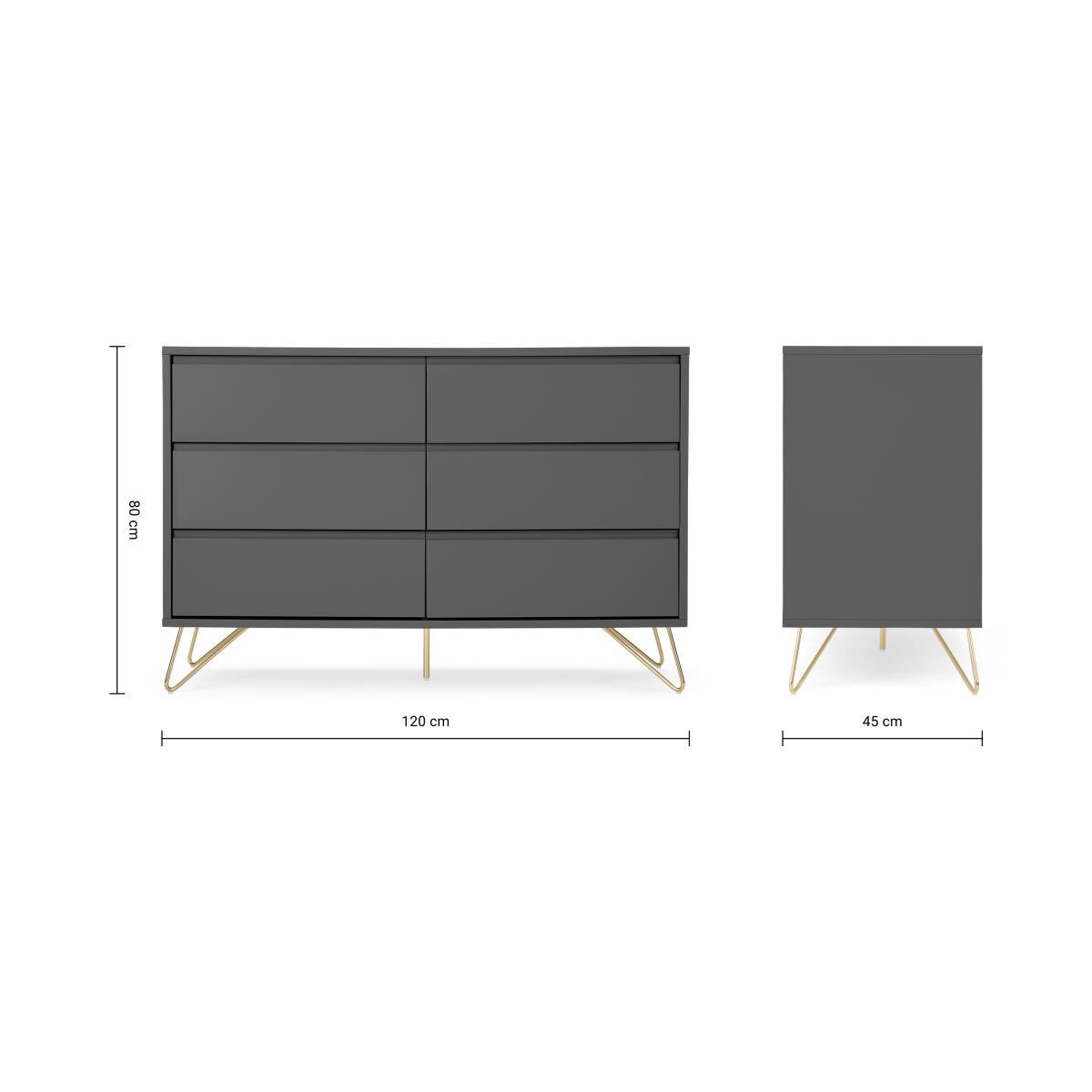 Elona Compact Wide Chest, 120cm, Charcoal & Brass – image 9