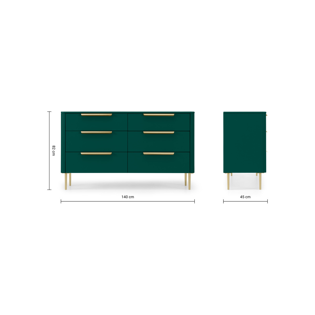 Ebro Wide Chest of Drawers, Peacock Green – image 4