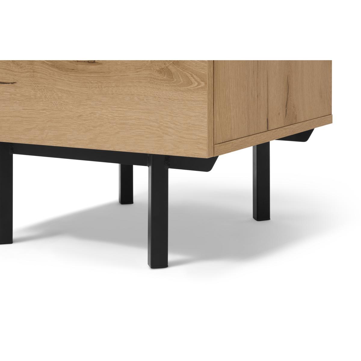 Damien Tall Chest of Drawers, Oak Effect & Black – image 7