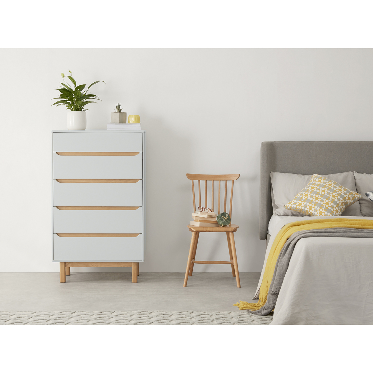 Jayden Tall Chest of Drawers, Grey & Oak – image 3