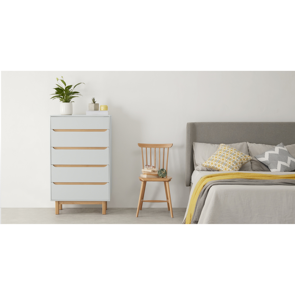 Jayden Tall Chest of Drawers, Grey & Oak – image 4