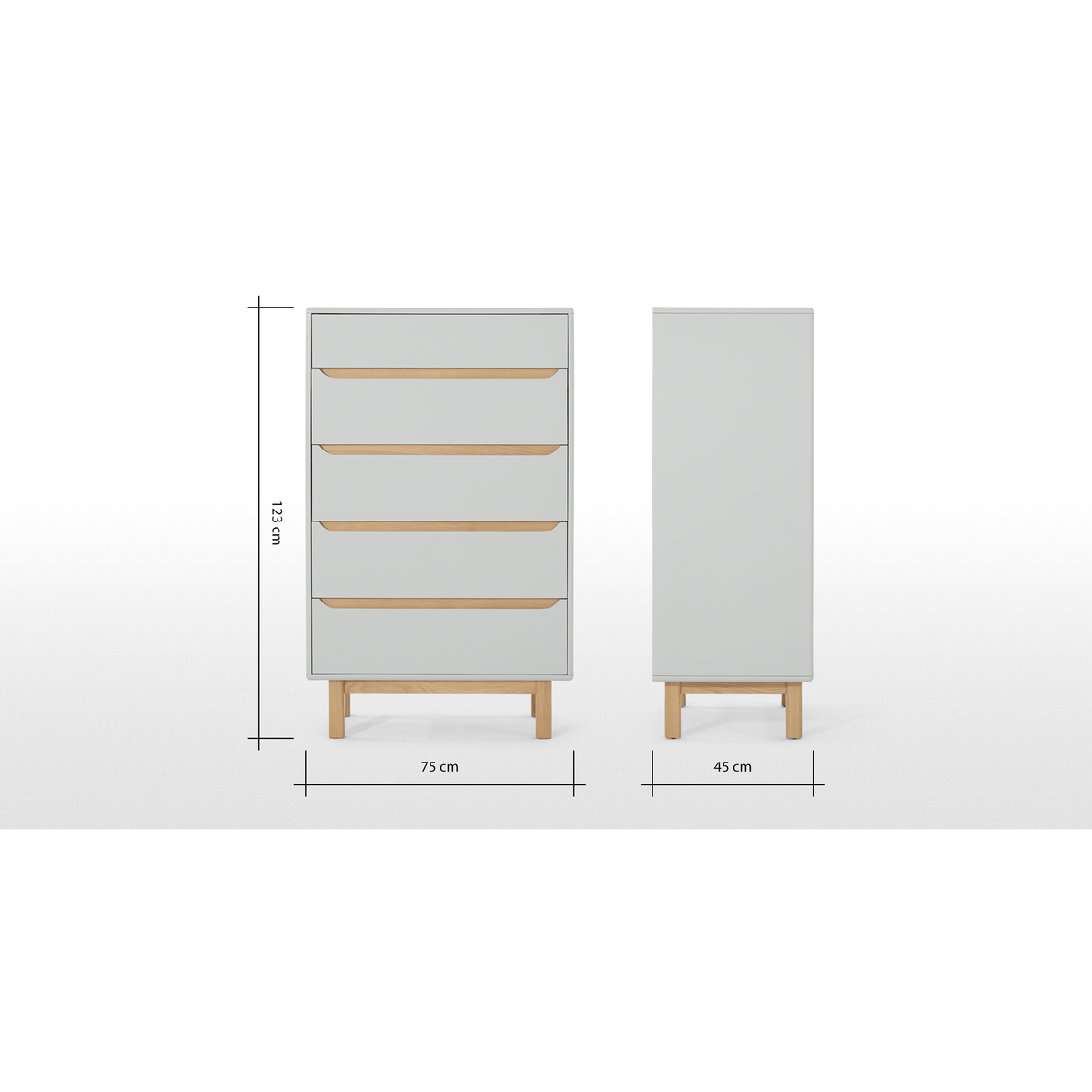 Jayden Tall Chest of Drawers, Grey & Oak – image 9