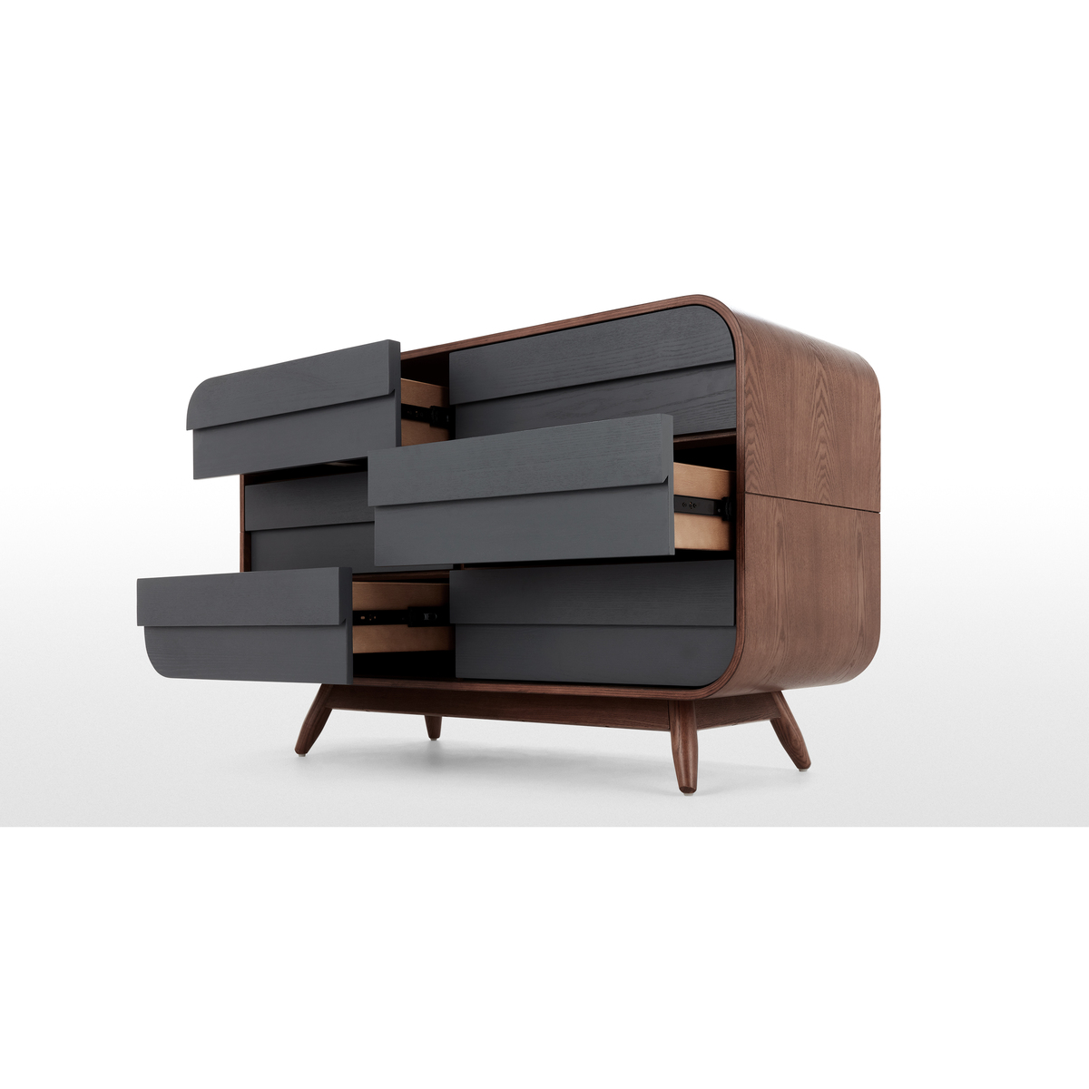 Esme Wide Chest Of Drawers, Dark Stain Ash & Grey – image 6