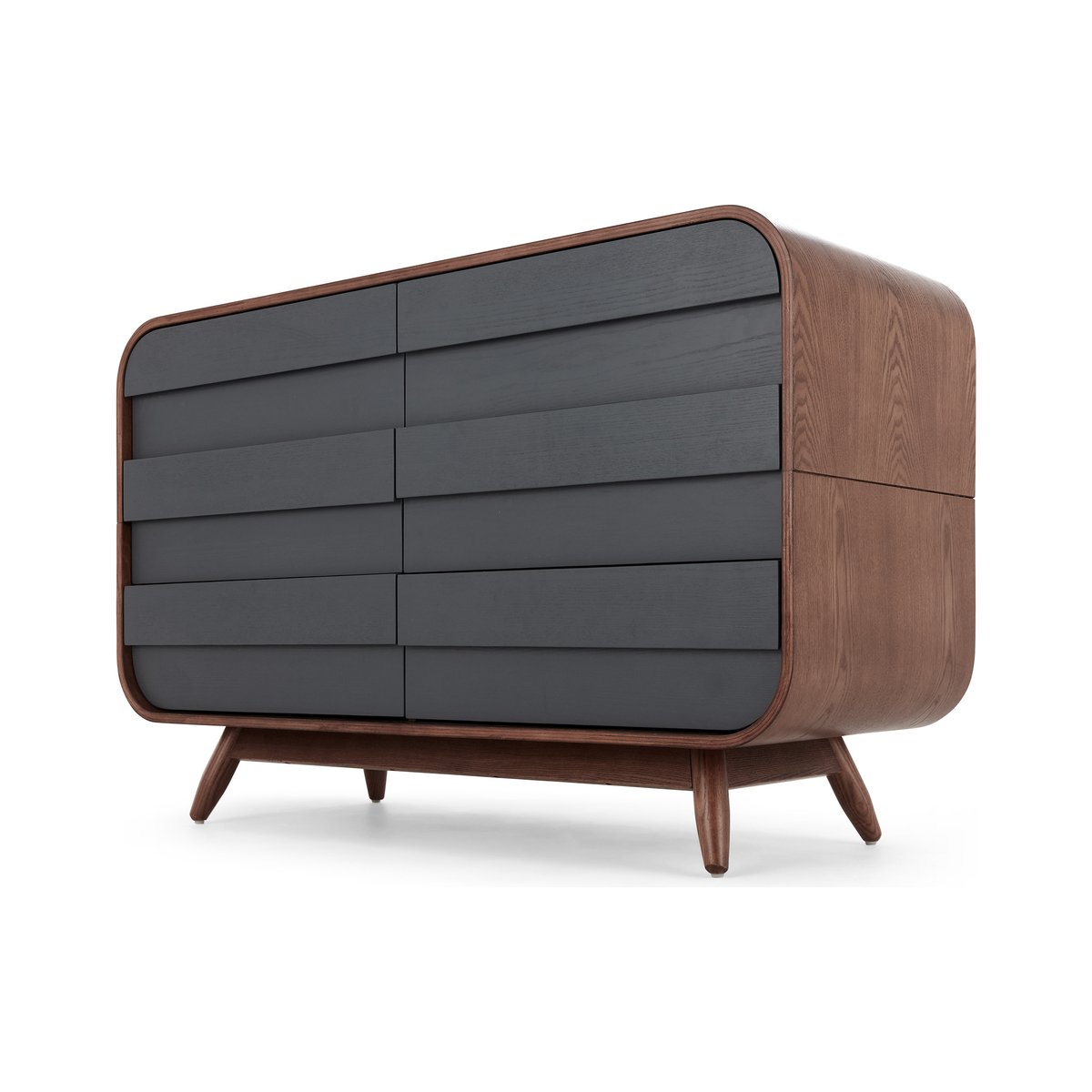 Esme Wide Chest Of Drawers, Dark Stain Ash & Grey – image 2