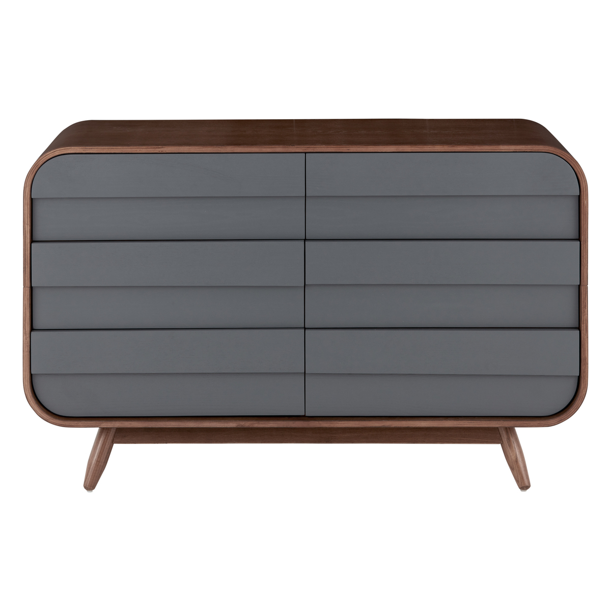 Esme Wide Chest Of Drawers, Dark Stain Ash & Grey – image 1