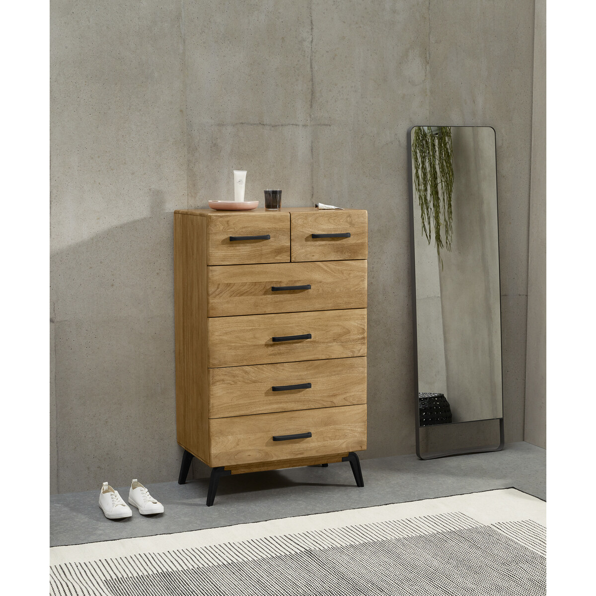 Lucien Tall Chest Of Drawers, Light Mango Wood – image 6
