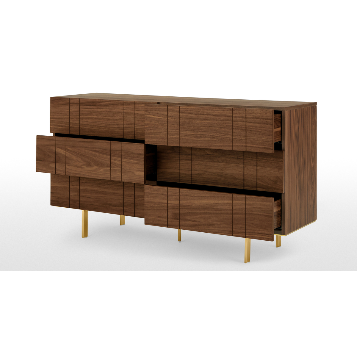Keaton Wide Chest of Drawers, Walnut & Brass – image 5