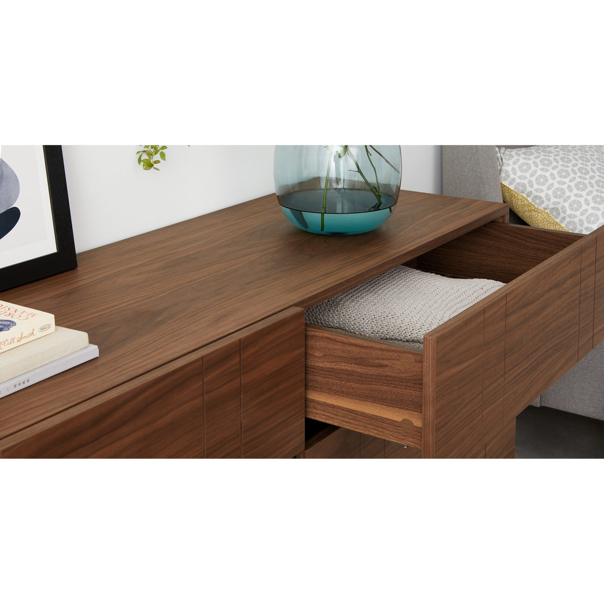 Keaton Wide Chest of Drawers, Walnut & Brass – image 6