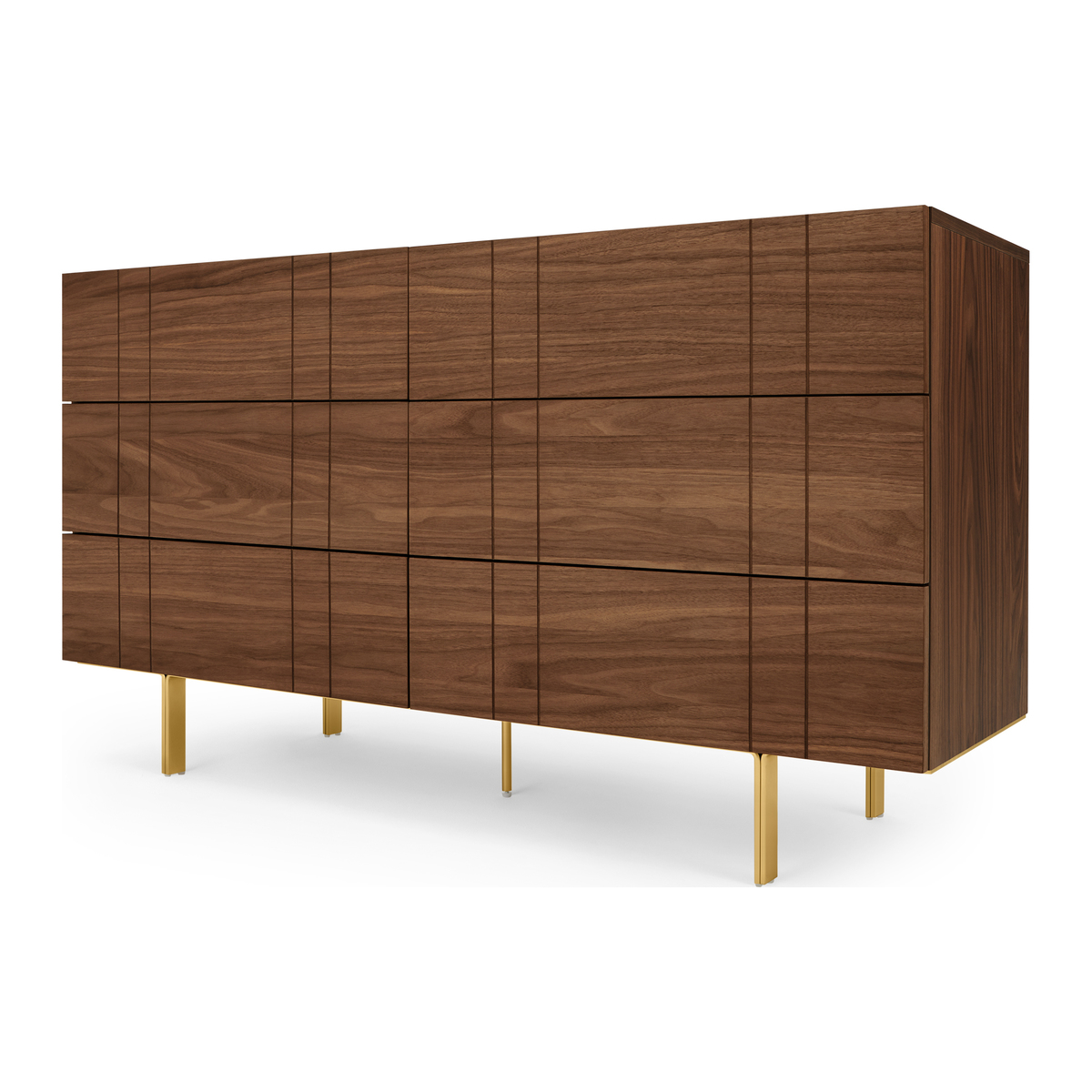 Keaton Wide Chest of Drawers, Walnut & Brass – image 2