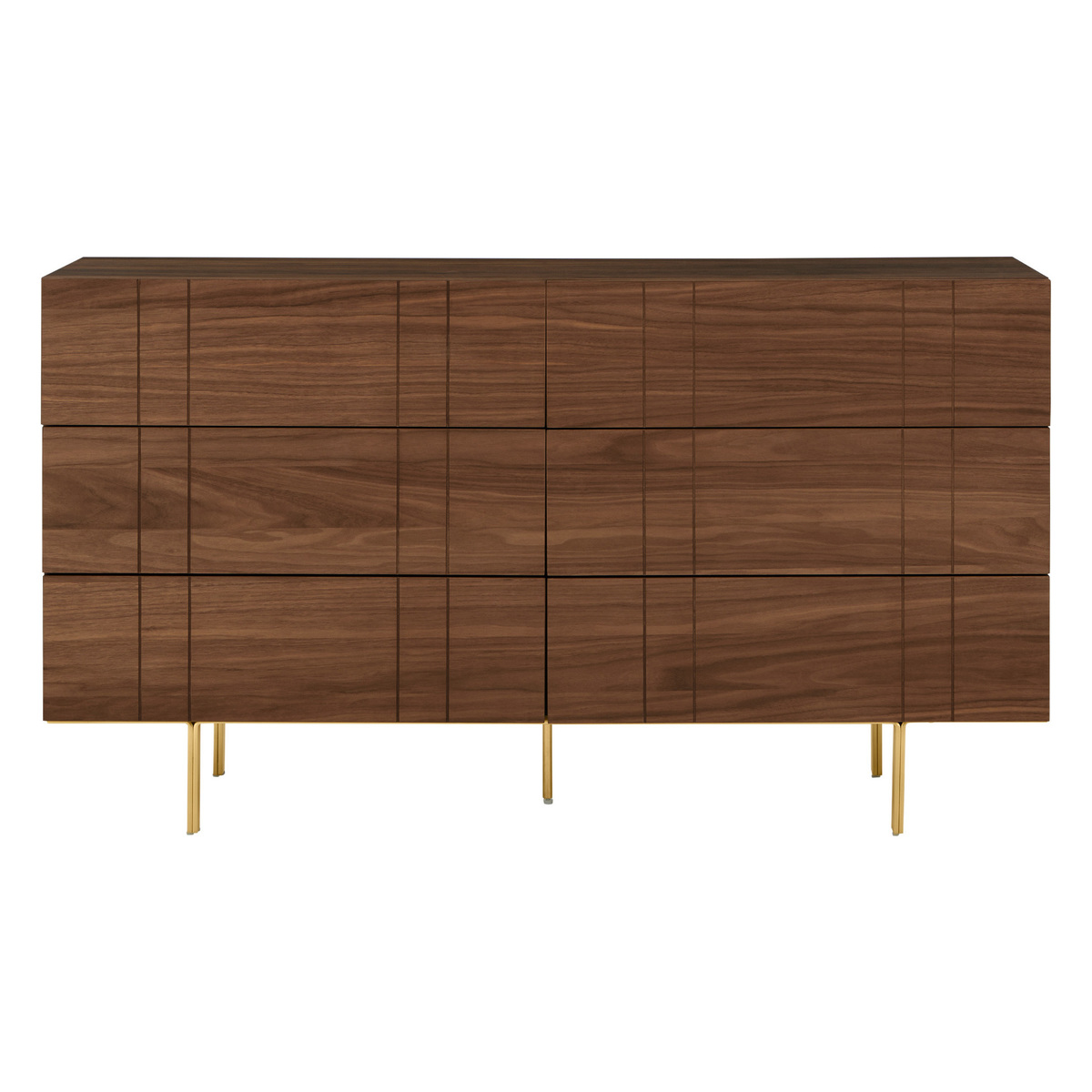 Keaton Wide Chest of Drawers, Walnut & Brass – image 1