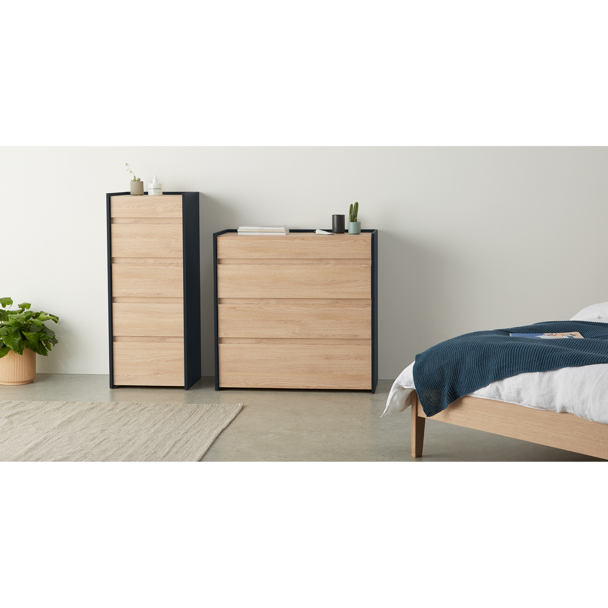 Made Essentials Stu Chest of Drawers, Oak Effect & Ocean Blue – image 4