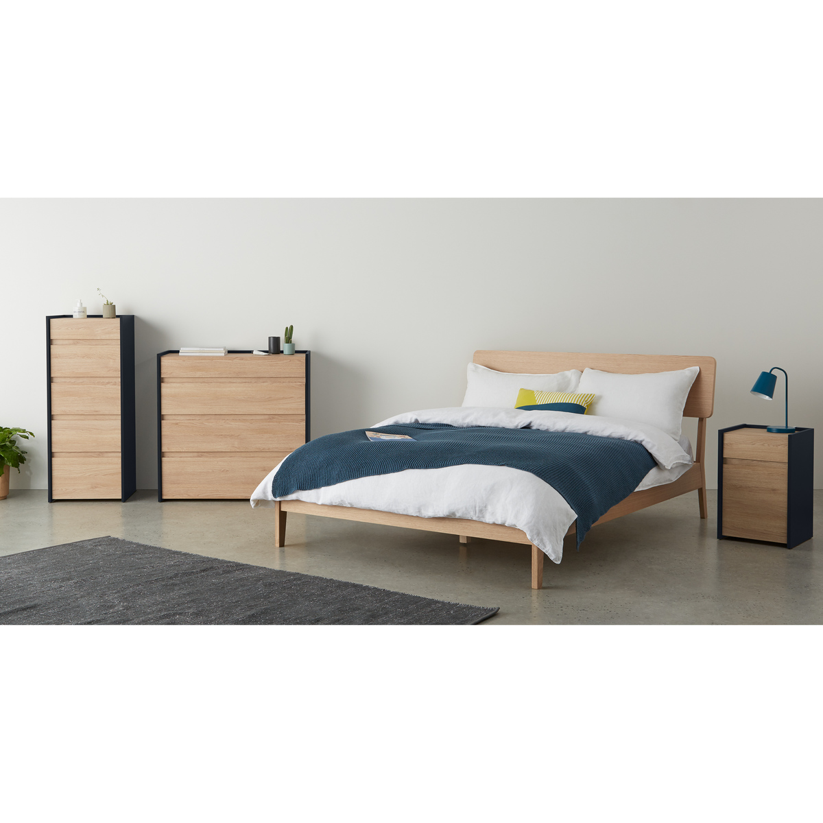 Made Essentials Stu Chest of Drawers, Oak Effect & Ocean Blue – image 7