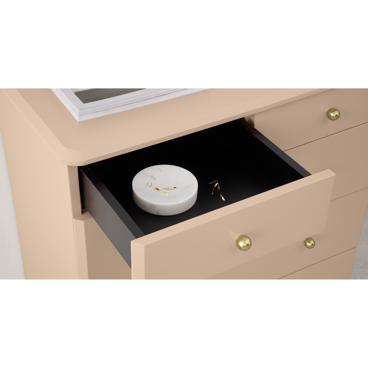Maddie Chest of Drawers, Pink and Brass – image 6