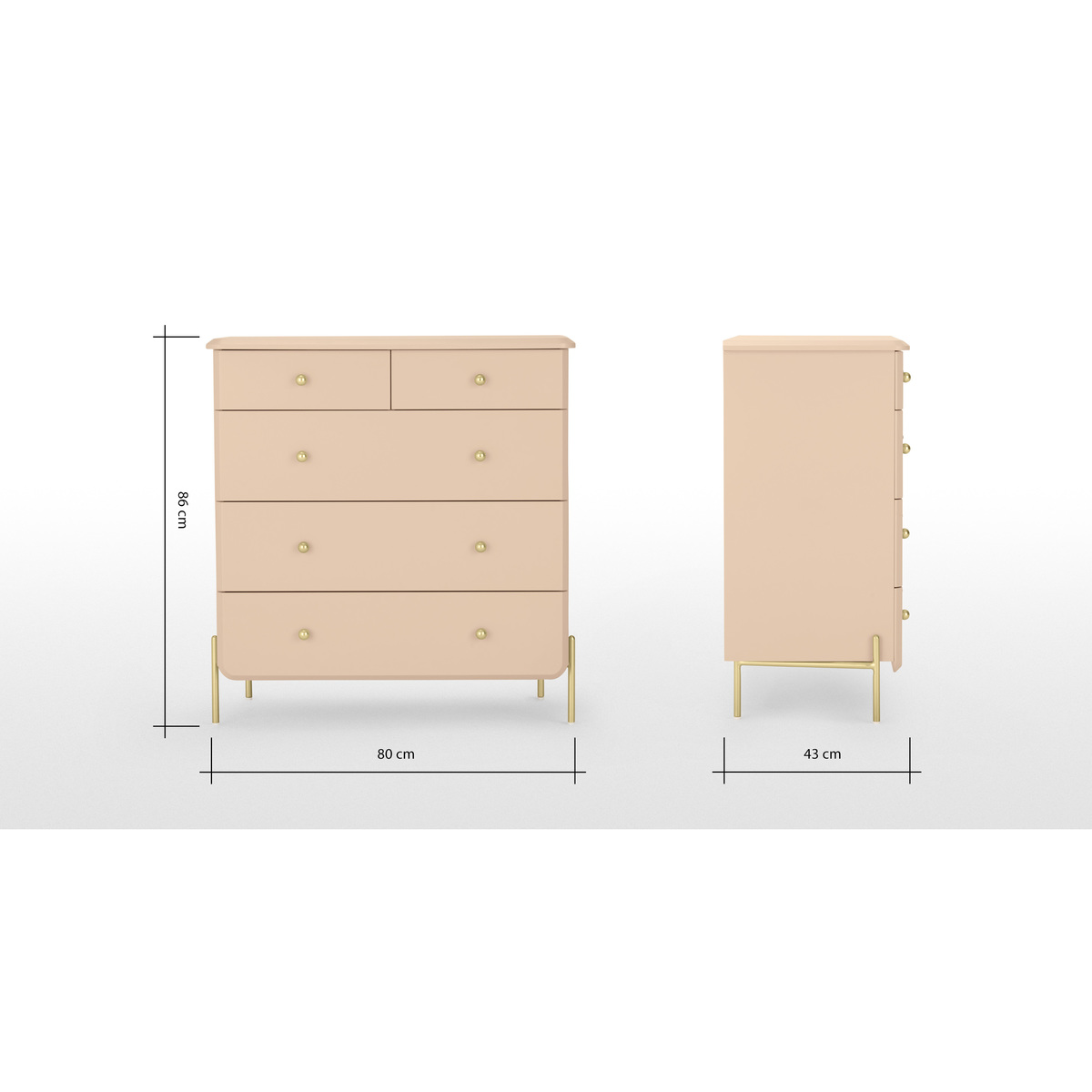 Maddie Chest of Drawers, Pink and Brass – image 8