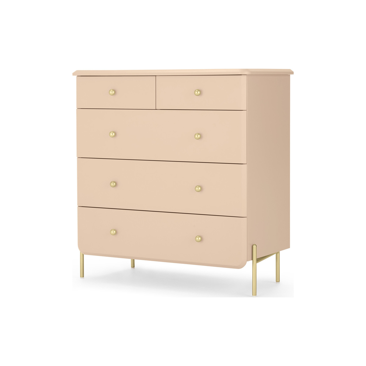 Maddie Chest of Drawers, Pink and Brass – image 2