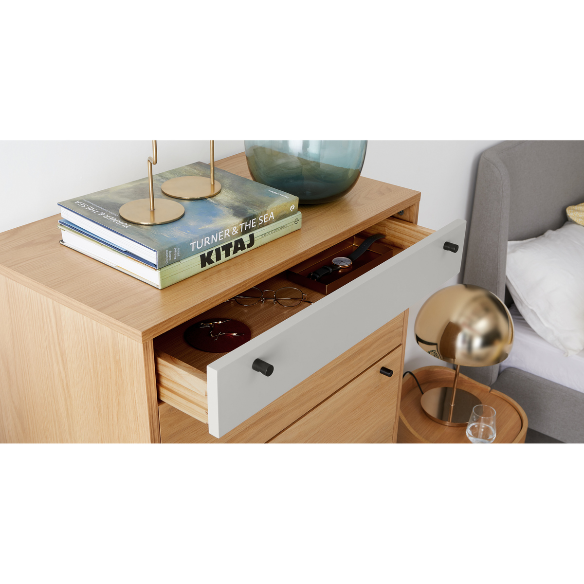 Campton Tall Multi Chest of Drawers, Oak & Grey – image 3