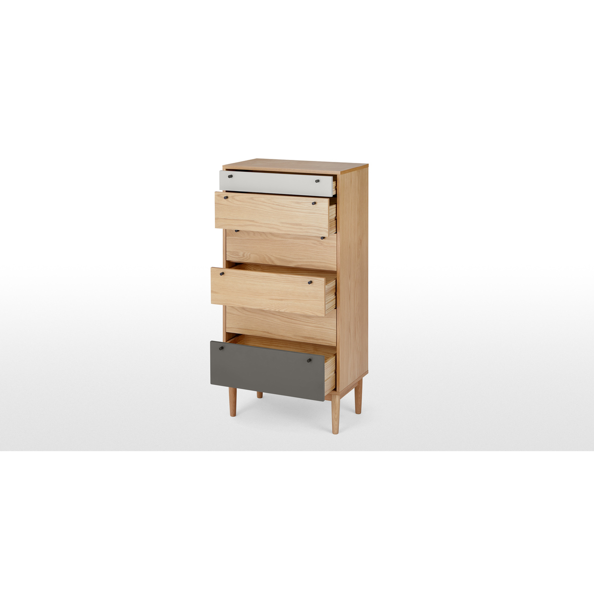 Campton Tall Multi Chest of Drawers, Oak & Grey – image 4