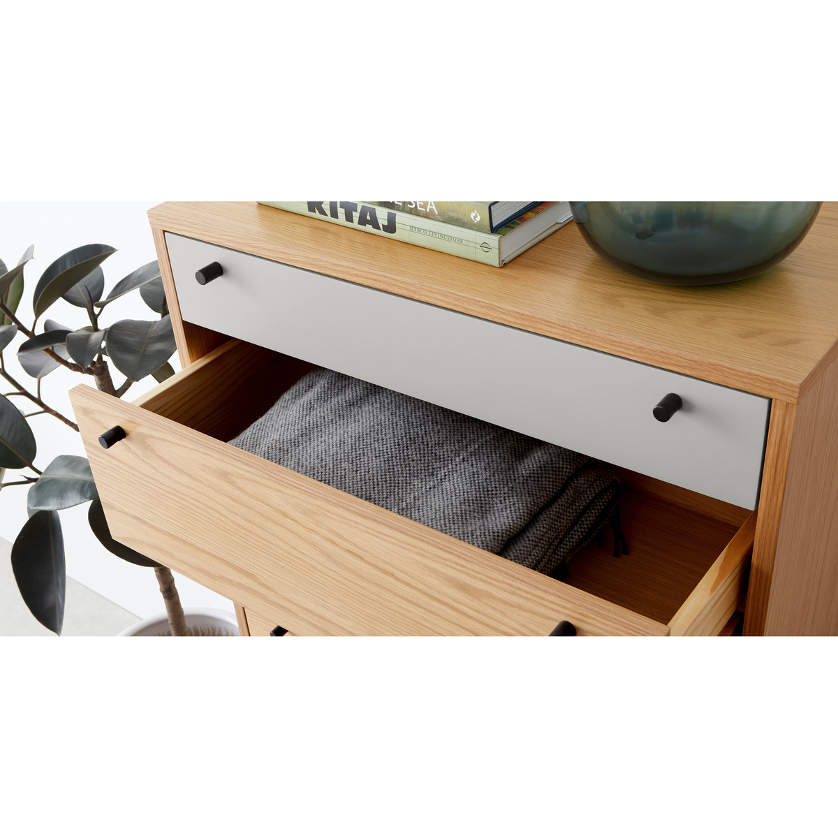 Campton Tall Multi Chest of Drawers, Oak & Grey – image 5