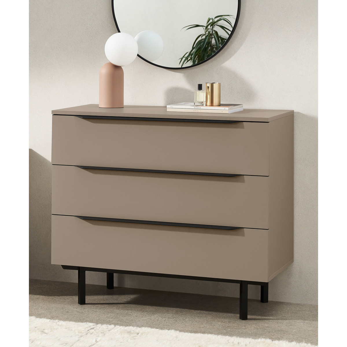 Damien Chest of Drawers, Cappuccino & Black – image 3