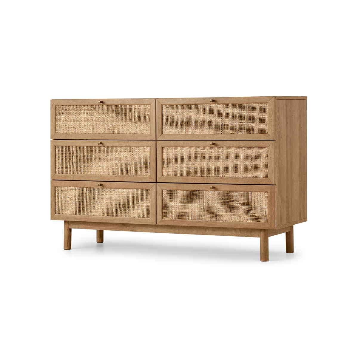 Pavia Wide Chest of Drawers, Natural Rattan & Oak Effect – image 2