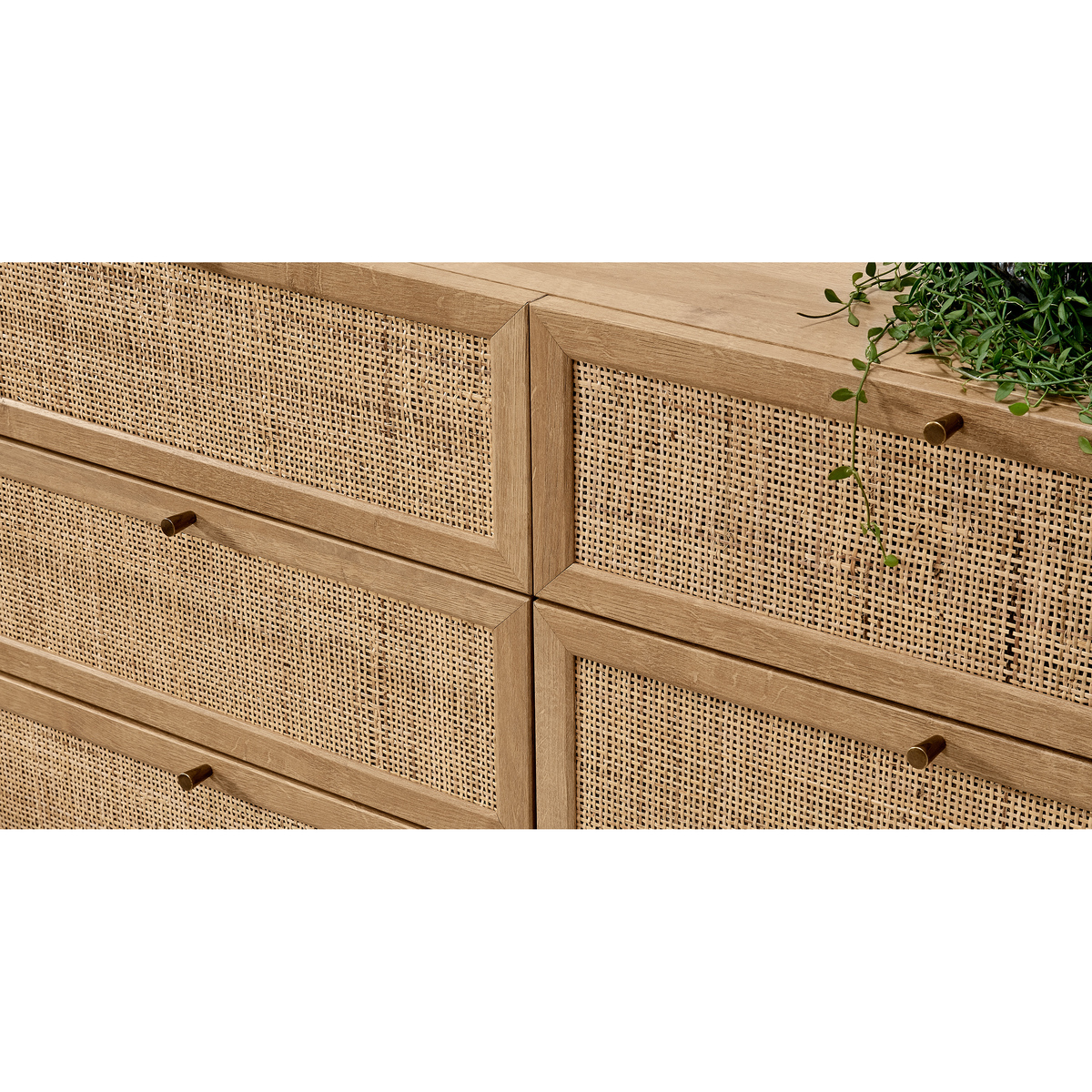 Pavia Wide Chest of Drawers, Natural Rattan & Oak Effect – image 4