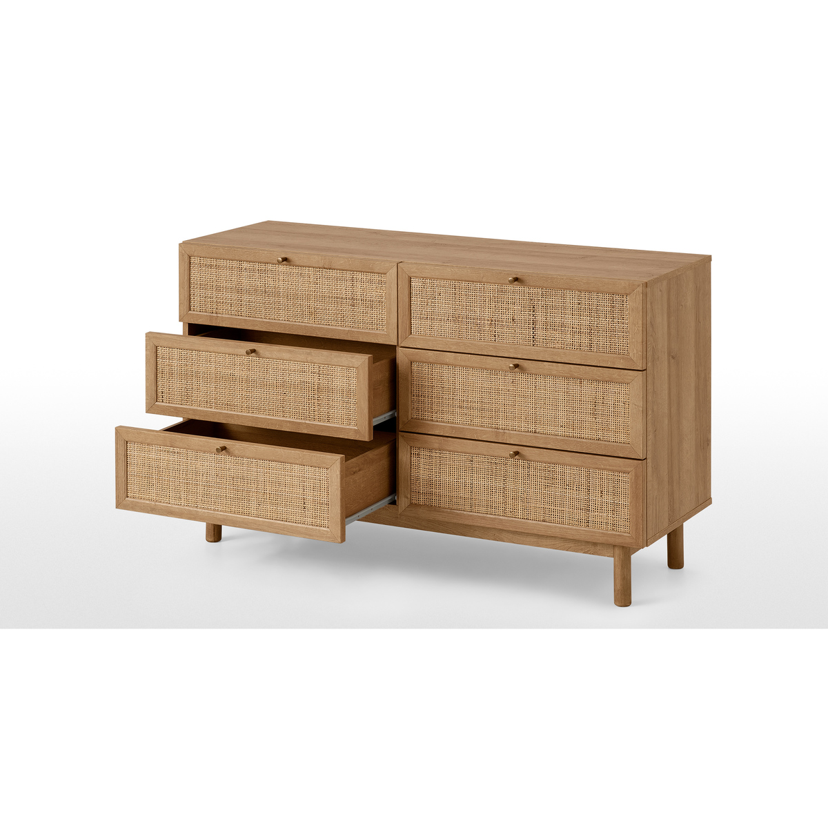 Pavia Wide Chest of Drawers, Natural Rattan & Oak Effect – image 5