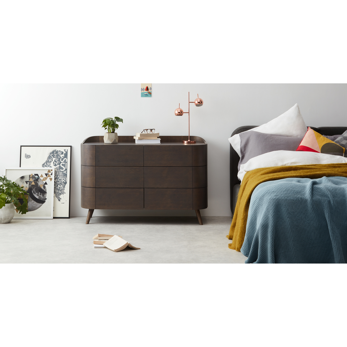 Ada Wide Chest of Drawers, Dark Stain Oak – image 3