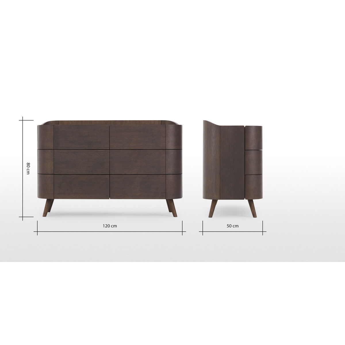 Ada Wide Chest of Drawers, Dark Stain Oak – image 8