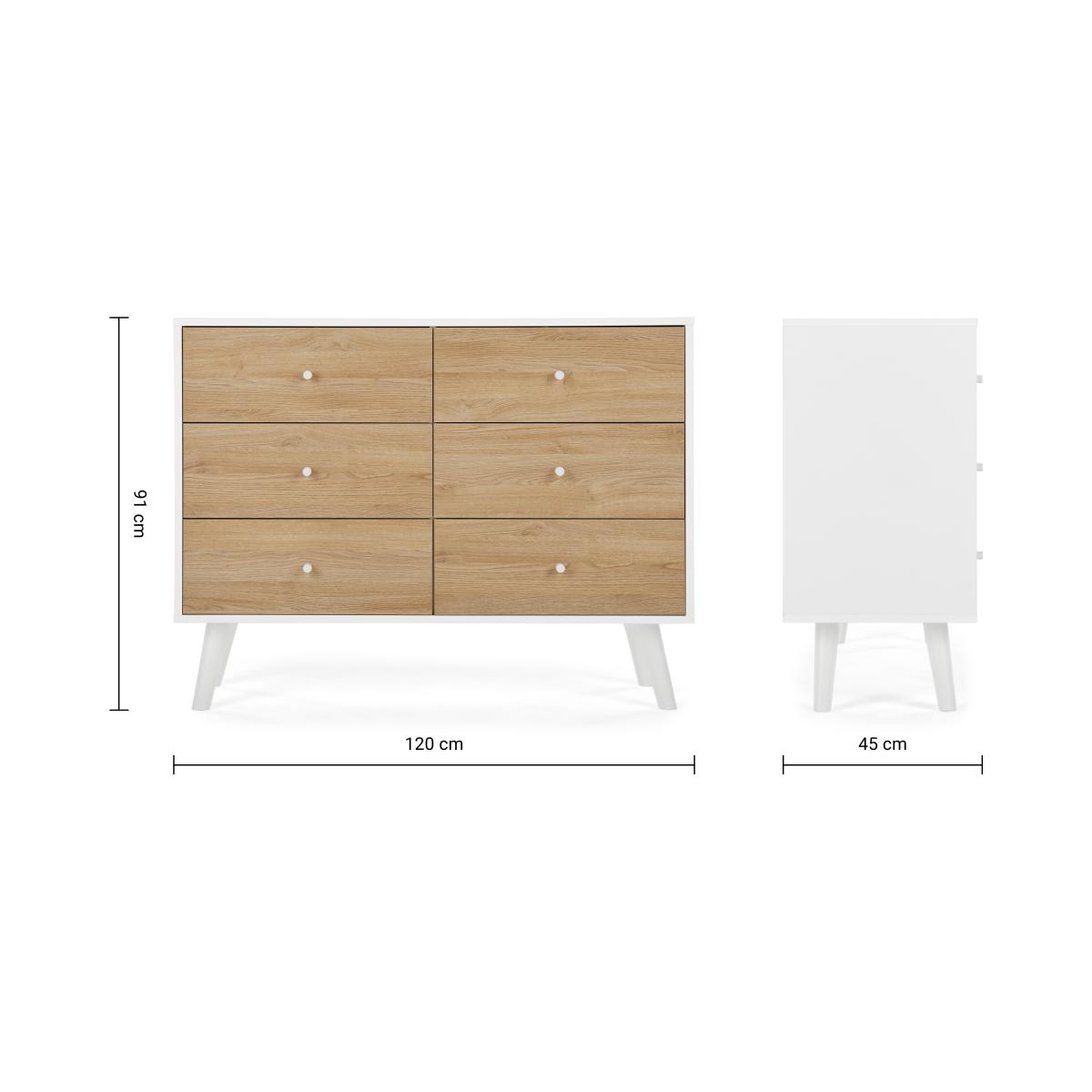 Larsen Wide Chest Of Drawers, Oak & White – image 8
