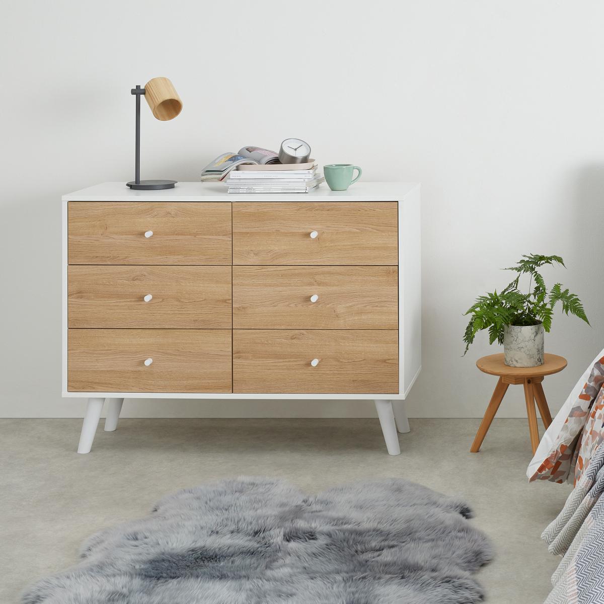 Larsen Wide Chest Of Drawers, Oak & White – image 9