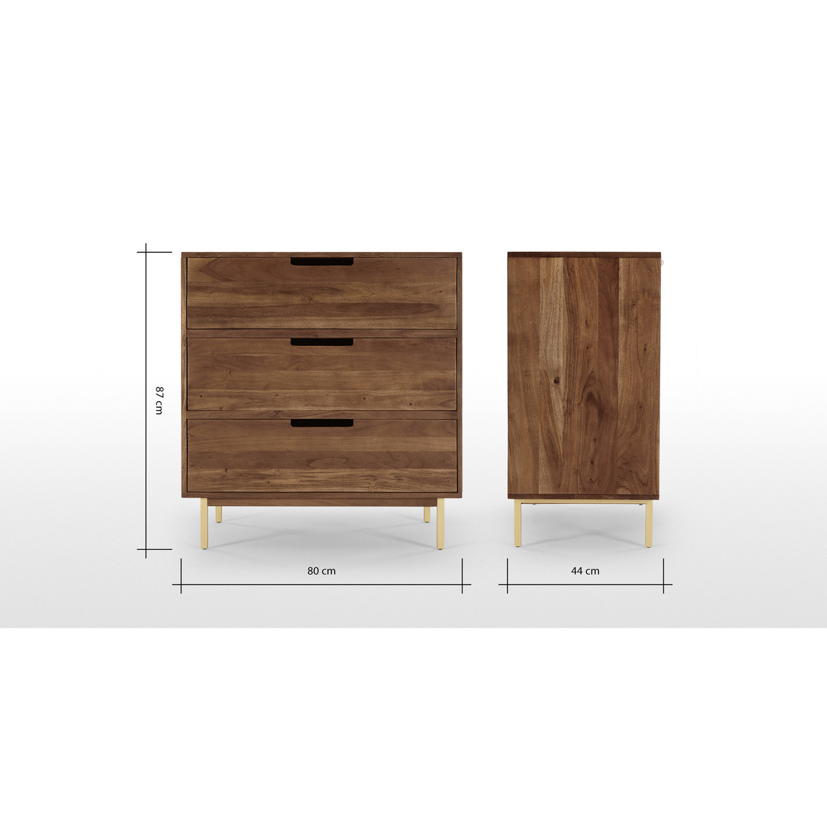Tayma Chest of Drawers, Acacia Wood & Brass – image 9