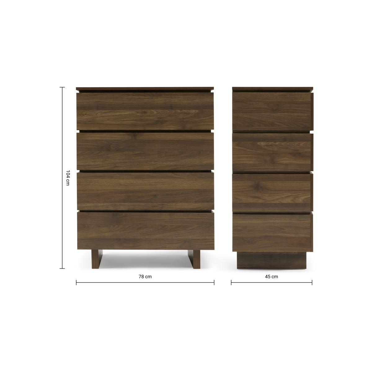 Erma 4 Drawer Chest of Drawers. Dark Walnut – image 3