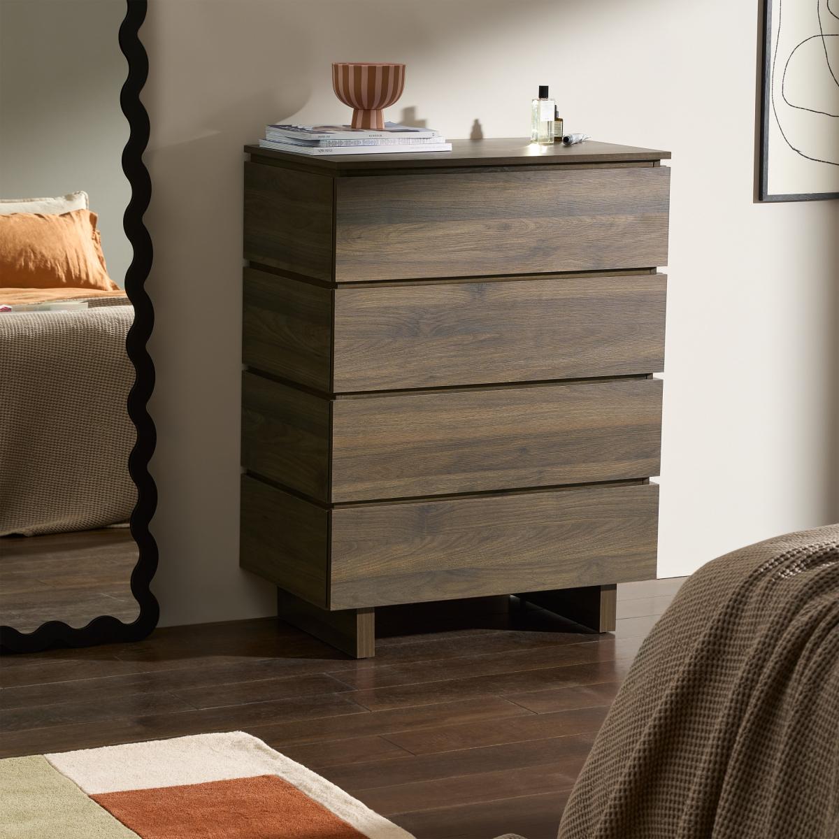Erma 4 Drawer Chest of Drawers. Dark Walnut – image 4